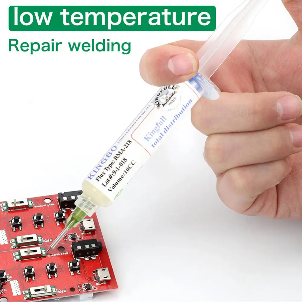 1Pc Type Low Temperature Lead-free Syringe Solder Paste Flux For Soldering Led KINGBO-218 SMD Repair Welding Paste
1Pc Type Low Temperature Lead-free Syringe Solder Paste Flux For Soldering Led KINGBO-218 SMD Repair Welding Paste