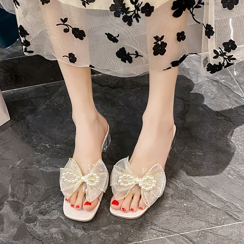 Mid Heels Mesh Bow Fad Slippers 2022 Summer New Luxury Sweet Chunky Dress Sandals Lady Slingbacks Pumps Transparent Women Shoes
Mid Heels Mesh Bow Fad Slippers 2022 Summer New Luxury Sweet Chunky Dress Sandals Lady Slingbacks Pumps Transparent Women Shoes