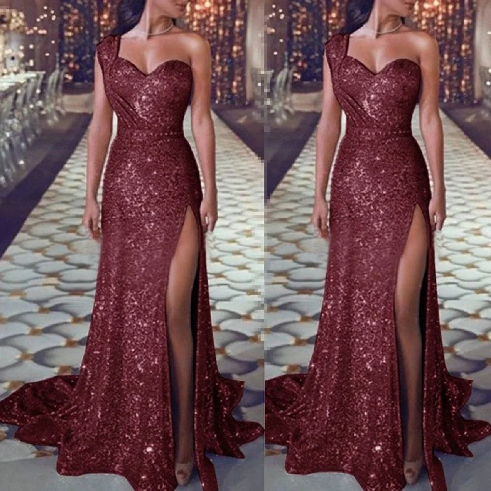 Wedding Party Dress Female Evening Elegant Sexy Deep V Neck One Shoulder Sleeveless Sequined Long Maxi Dresses For Women 2022
Wedding Party Dress Female Evening Elegant Sexy Deep V Neck One Shoulder Sleeveless Sequined Long Maxi Dresses For Women 2022