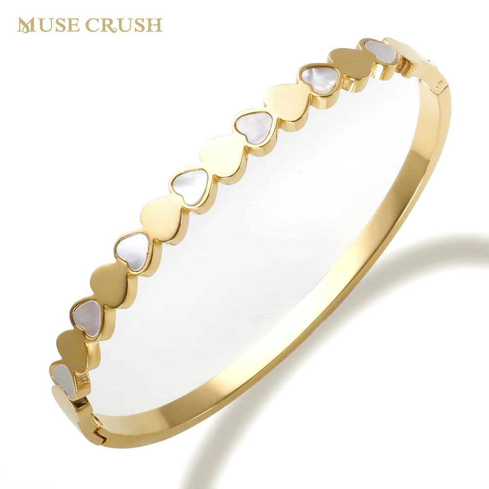 Muse Crush Trendy Stainless Steel White Shell Bracelet Romantic Love Heart Bangles Women Bracelets Fashion Valentine Jewelry
Muse Crush Trendy Stainless Steel White Shell Bracelet Romantic Love Heart Bangles Women Bracelets Fashion Valentine Jewelry