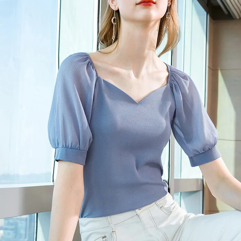 Modal Medium Sleeve T-shirt Women's European Station 2021 Summer New Women's Dress Splice Cotton T-shirt Temperament V-neck Top
Modal Medium Sleeve T-shirt Women's European Station 2021 Summer New Women's Dress Splice Cotton T-shirt Temperament V-neck Top