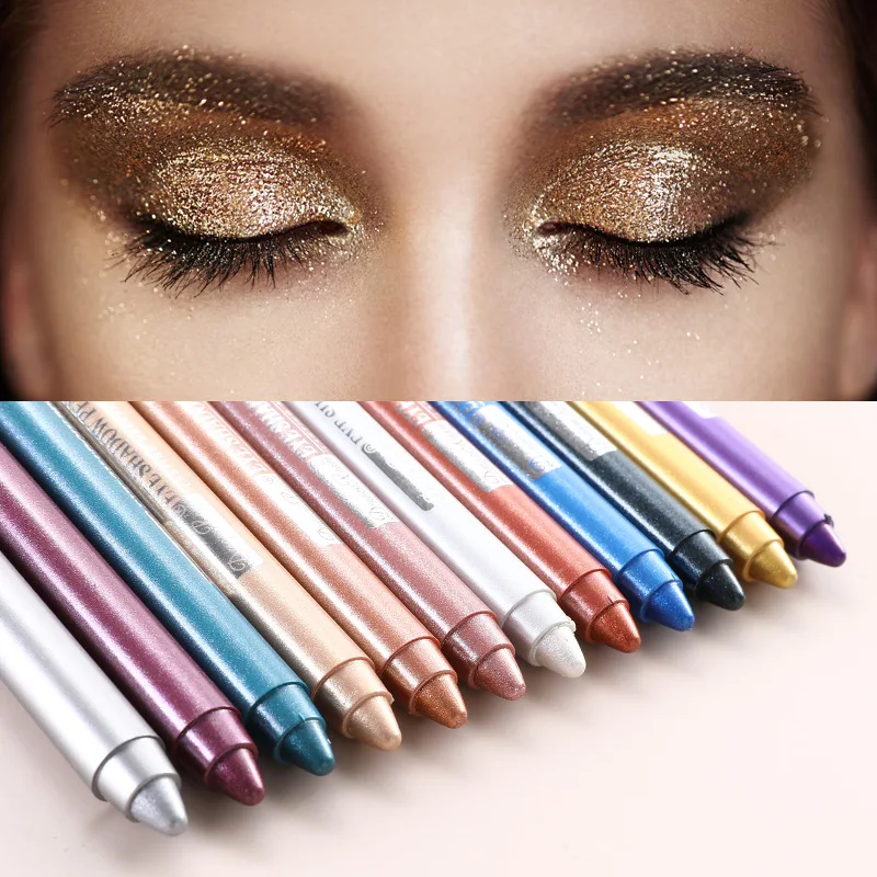 

Glitter Eyeshadow Pen Waterproof Shimmer Eye Shadow Pencil with Sharpener Highlighter White Eyeliner Makeup for Women Cosmetics