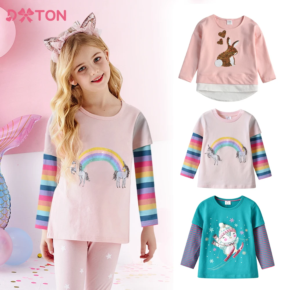 DXTON Children Clothing Girls Long Sleeve Unicorn T Shirt Kids Rainbow Sequined Tees Girls Cotton Spring Stripe Tops Kid Outwear
DXTON Children Clothing Girls Long Sleeve Unicorn T Shirt Kids Rainbow Sequined Tees Girls Cotton Spring Stripe Tops Kid Outwear