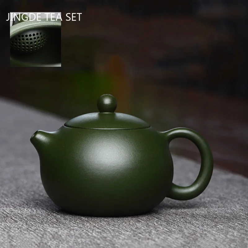 

Boutique Green Mud Xishi Tea Pot Yixing Handmade Purple Clay Teapot Ball Hole Filter Beauty Kettle Household Teaware 220ml