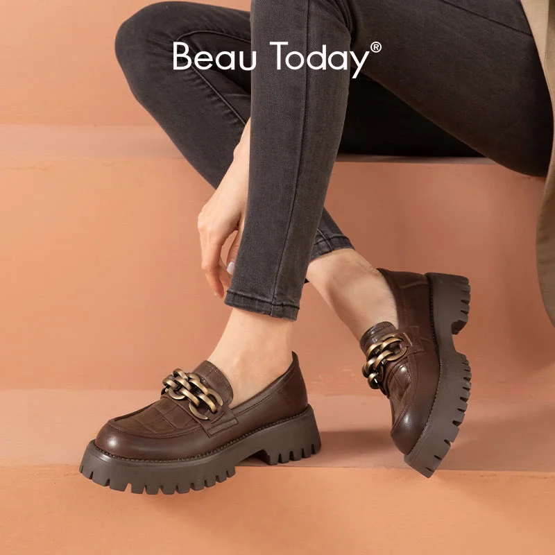 Chunky Loafers Women Genuine Cow Leather Platform Shoes Round Toe Metal Chain Slip on Ladies Flats Handmade 27748
Chunky Loafers Women Genuine Cow Leather Platform Shoes Round Toe Metal Chain Slip on Ladies Flats Handmade 27748