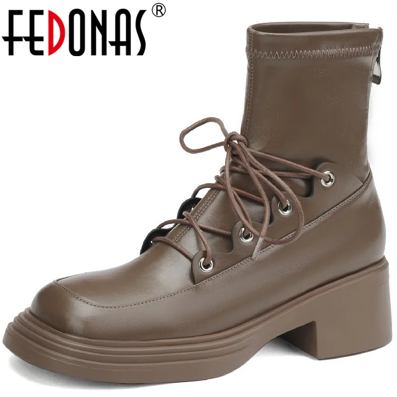 FEDONAS Women Ankle Boots Autumn Winter New Arrival Cross-Tied Retro Office Ladies Thick Heels Genuine Leather Shoes Woman 2023
FEDONAS Women Ankle Boots Autumn Winter New Arrival Cross-Tied Retro Office Ladies Thick Heels Genuine Leather Shoes Woman 2023