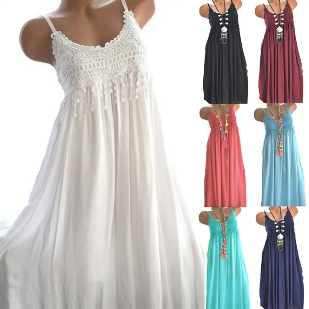 Dress Sexy Women Sleeveless Lace Flowers Solid Color Comfortable Long Maxi Dress Maxi Dress Female Clothing Dress Lady Vestidos
Dress Sexy Women Sleeveless Lace Flowers Solid Color Comfortable Long Maxi Dress Maxi Dress Female Clothing Dress Lady Vestidos