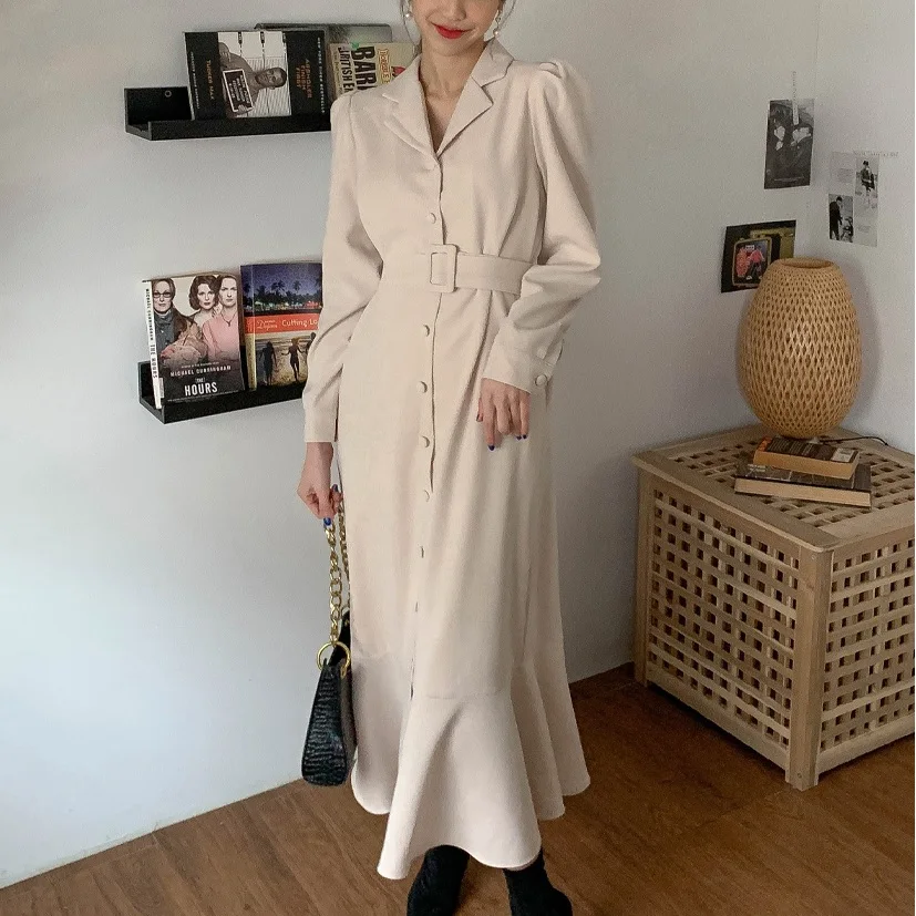 Buttons Belt Ruffle Shirt Bandage Long Dress Women 2021 Elegant Office Ladies Fishtail Party Dresses Belt Slim Dress Vestidos
Buttons Belt Ruffle Shirt Bandage Long Dress Women 2021 Elegant Office Ladies Fishtail Party Dresses Belt Slim Dress Vestidos