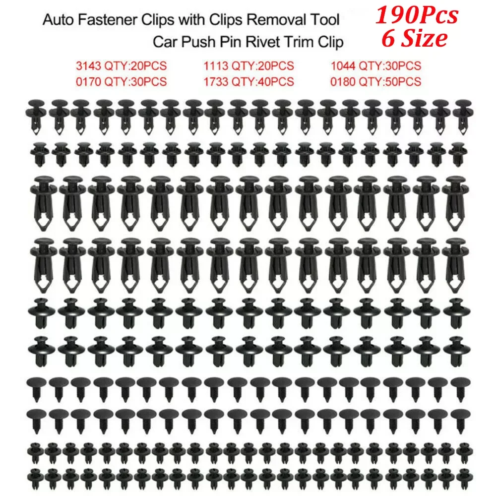6 Size 190Pcs Auto Fastener Clips Vehicle Retainer Rivet Door Panel Fender Liner Bumper Fender Trim Plastic Mixed Car Clips
6 Size 190Pcs Auto Fastener Clips Vehicle Retainer Rivet Door Panel Fender Liner Bumper Fender Trim Plastic Mixed Car Clips