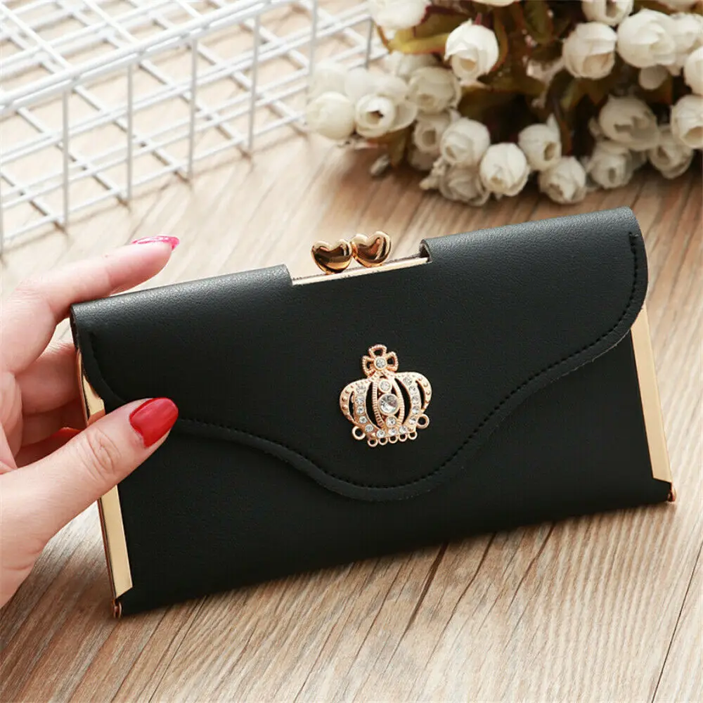 New Womens Wallet Ladies Crystal Diamond Crown Decorated Long Card Holder Clutch Bag Case Female Retro Leather Purse Handbag
New Womens Wallet Ladies Crystal Diamond Crown Decorated Long Card Holder Clutch Bag Case Female Retro Leather Purse Handbag