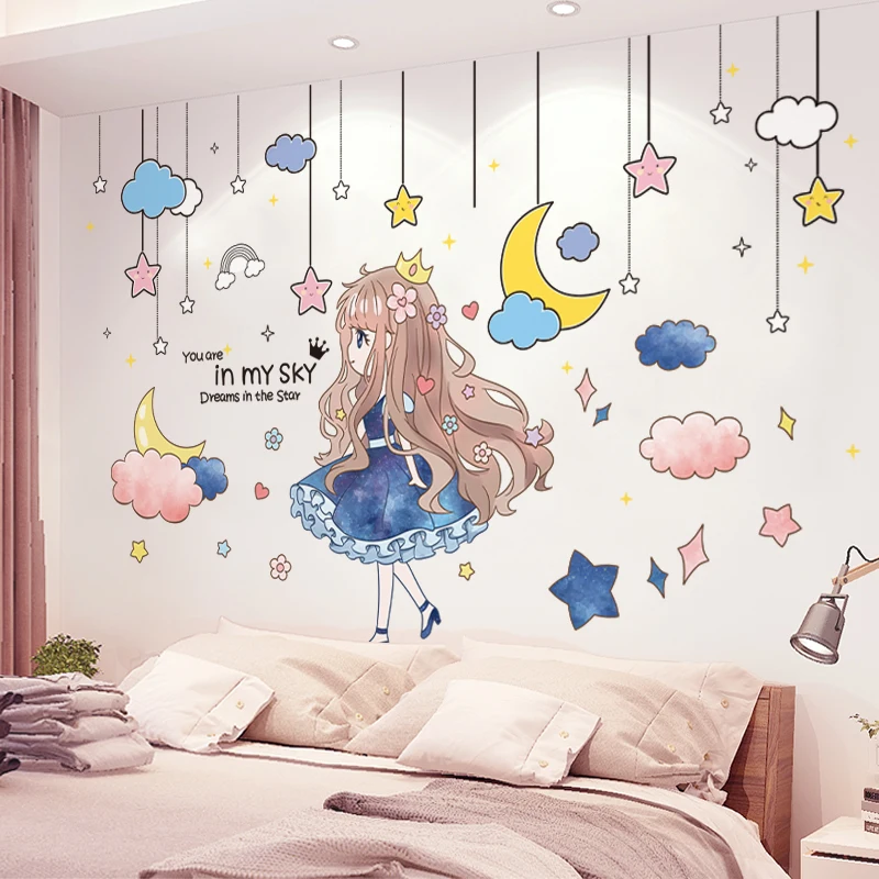 Long Hair Girl Wall Stickers DIY Stars Moon Clouds Wall Decals for Kids Rooms Baby Bedroom Children Nursery Dorm Home Decoration
Long Hair Girl Wall Stickers DIY Stars Moon Clouds Wall Decals for Kids Rooms Baby Bedroom Children Nursery Dorm Home Decoration