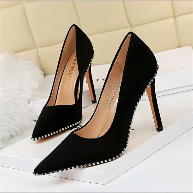 Women Pumps Suede Female High Heels Black Slingbacks Women Shoes String Bead Female Pointed Toe Wedding Shoes Party Pumps
Women Pumps Suede Female High Heels Black Slingbacks Women Shoes String Bead Female Pointed Toe Wedding Shoes Party Pumps