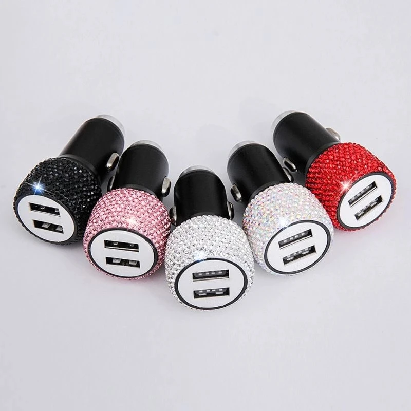 Dual USB Car Charger Bling Handmade Rhinestones Diamond Crystal Decors Car Interior Portable For Phone Quick Charge Bling Plug
Dual USB Car Charger Bling Handmade Rhinestones Diamond Crystal Decors Car Interior Portable For Phone Quick Charge Bling Plug