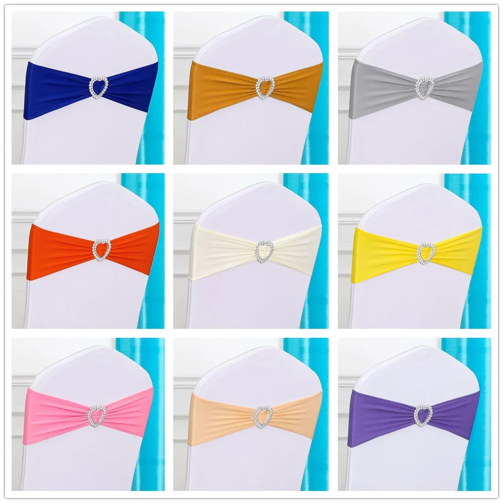 10/50pcs Stretch Spandex Chair Sashes Tie Band With Heart For Wedding Party Banquet Chair Cover Decorations Chair Bow Knots
10/50pcs Stretch Spandex Chair Sashes Tie Band With Heart For Wedding Party Banquet Chair Cover Decorations Chair Bow Knots