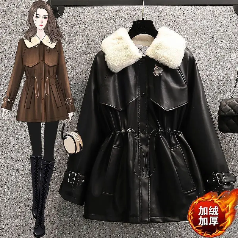 Oversized women's new winter fashion style waist closing fur integrated motorcycle plush leather coat
Oversized women's new winter fashion style waist closing fur integrated motorcycle plush leather coat