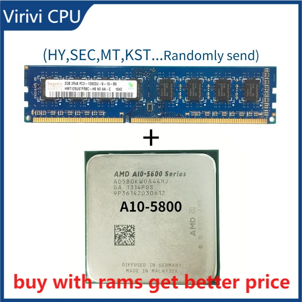 DDR3 2G 1333Mhz with A10-Series A10 5800 A10 5800K A10 5800B Quad-Core CPU Processor AD580KWOA44HJ/AD580BWOA44HJ Socket FM2
DDR3 2G 1333Mhz with A10-Series A10 5800 A10 5800K A10 5800B Quad-Core CPU Processor AD580KWOA44HJ/AD580BWOA44HJ Socket FM2