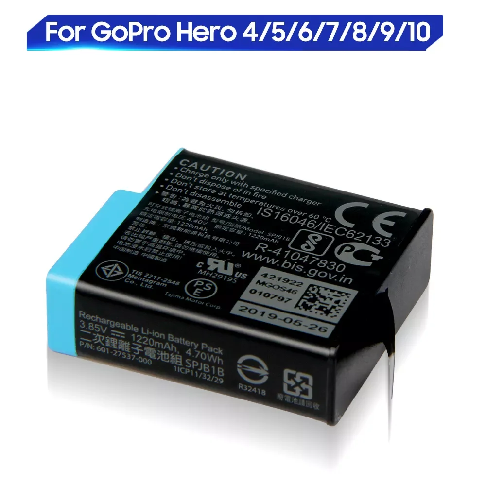 Original Replacement Battery For GoPro Hero 9 10 4 5 6 7 8 Hero4 Hero8 Hero6 335-06532-000 SPBL1B AHDBT-401 SPJB1B 601-10197-000
Original Replacement Battery For GoPro Hero 9 10 4 5 6 7 8 Hero4 Hero8 Hero6 335-06532-000 SPBL1B AHDBT-401 SPJB1B 601-10197-000