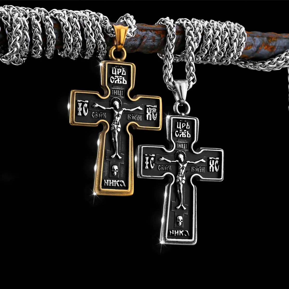 

Retro Creative Viking Necklace Religious Belief Nordic Men's Retro Stainless Steel Cross Amulet Pendant Jesus Jewelry Wholesale