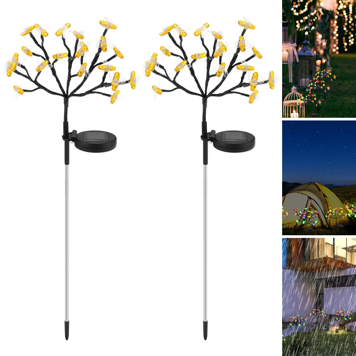 2pcs Solar Bee Lights 20LEDs Solar Starburst Lights IP65 Waterproof Honey Bee Swaying Light Dusk to Dawn Auto On/Off Landscape
2pcs Solar Bee Lights 20LEDs Solar Starburst Lights IP65 Waterproof Honey Bee Swaying Light Dusk to Dawn Auto On/Off Landscape