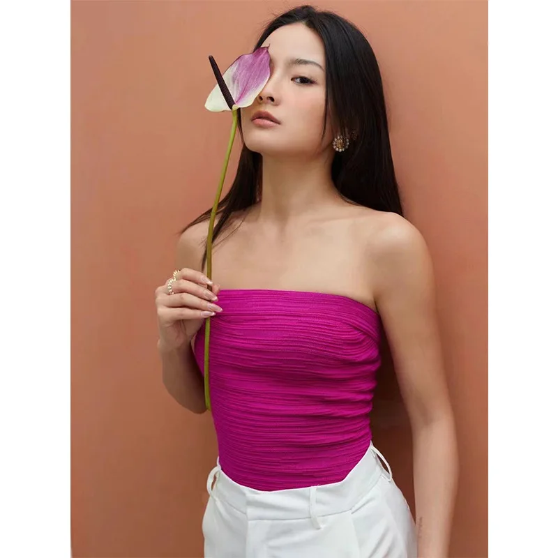 Spring/Summer New Slim Fit Folded Elastic Textured Perfect Knitted Bra for Women's Casual Bottom Top
Spring/Summer New Slim Fit Folded Elastic Textured Perfect Knitted Bra for Women's Casual Bottom Top