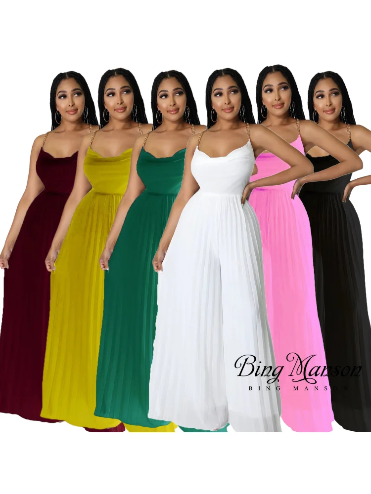 2023 Autumn Elegant Women's Slotted Neck Open Back High Waist Pleated Loose Bodysuit Fashion Street Party Wide Leg Sportswear
2023 Autumn Elegant Women's Slotted Neck Open Back High Waist Pleated Loose Bodysuit Fashion Street Party Wide Leg Sportswear