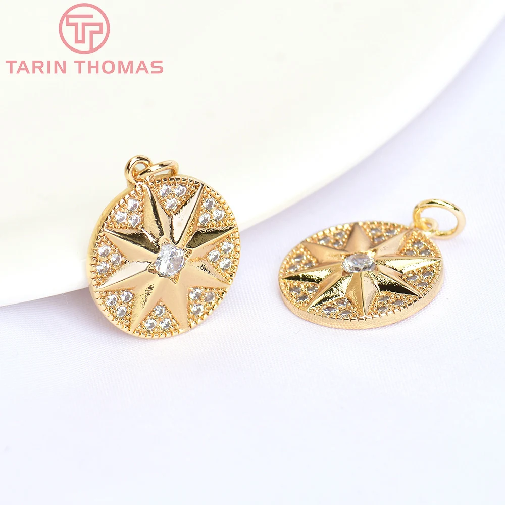 (5754)4PCS 13MM 24K Gold Color Brass with Zircon Round Star Charms Pendants for Necklace Jewerlay Findings Accessories Wholesale
(5754)4PCS 13MM 24K Gold Color Brass with Zircon Round Star Charms Pendants for Necklace Jewerlay Findings Accessories Wholesale