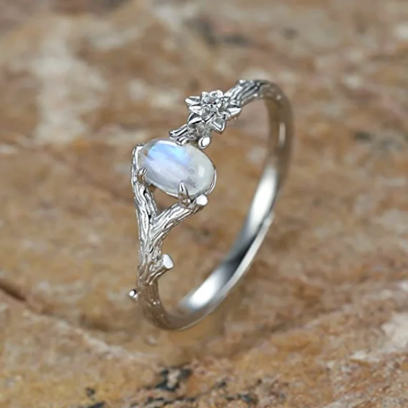 Vintage Branch Shape Rings for Women Silver Color Faux Moonstone Ring Party Vacation Anniversary Jewelry Best Gift for Girls 
Vintage Branch Shape Rings for Women Silver Color Faux Moonstone Ring Party Vacation Anniversary Jewelry Best Gift for Girls