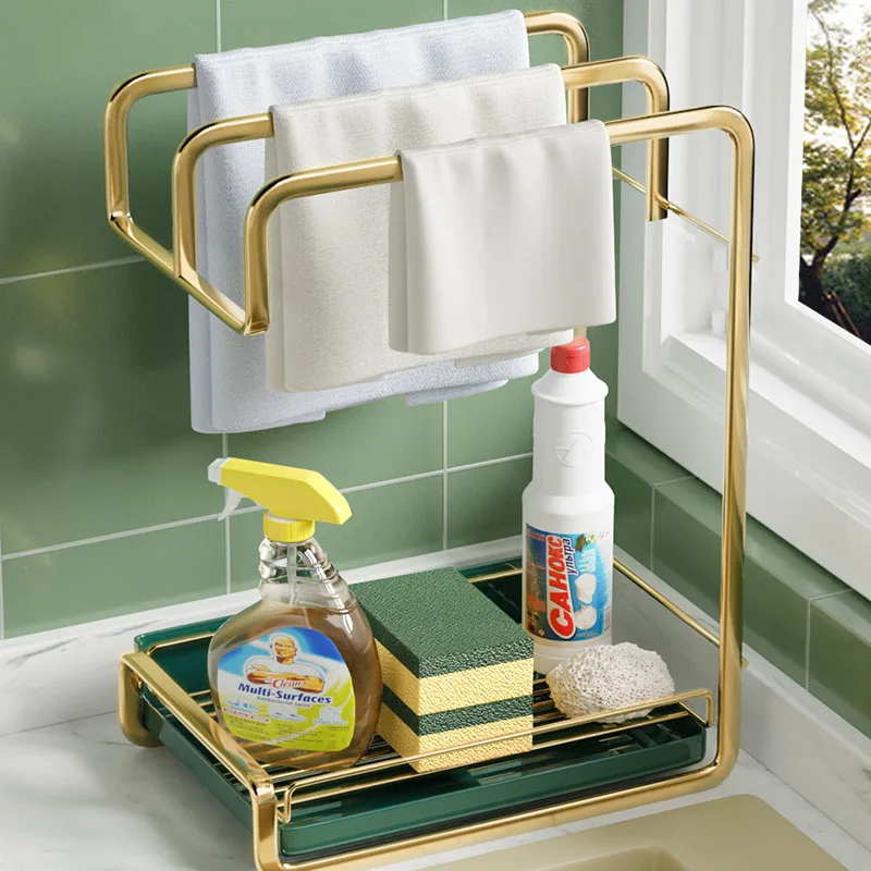 Dishcloth Drain Rack Kkitchen Storage Rack Towel Artifact Light Luxury Gold Kitchenware Daily Necessities Household Storage Rack
Dishcloth Drain Rack Kkitchen Storage Rack Towel Artifact Light Luxury Gold Kitchenware Daily Necessities Household Storage Rack