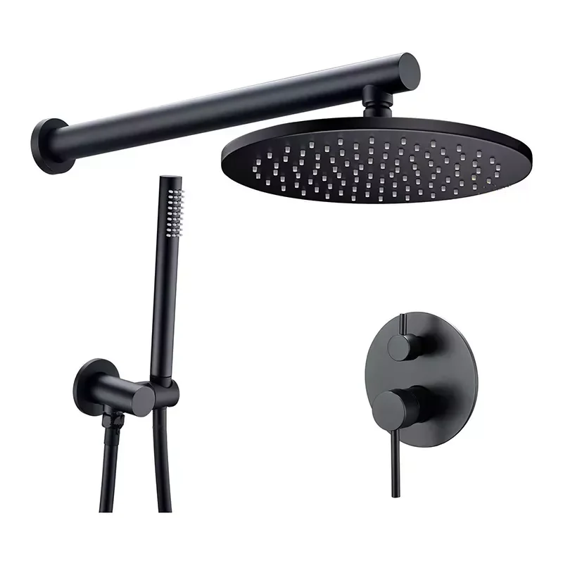 

Rain Shower Faucet System Set Bathroom Bath Mixer Tap Matt Black Rose Brass Diverter Hand Held 8-16" Head Wall Arm Kit