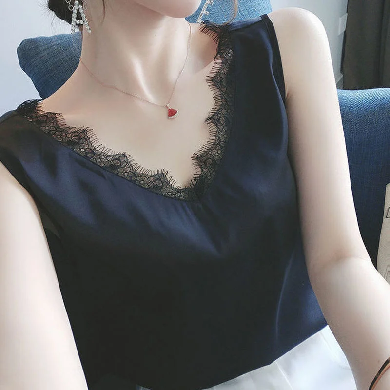 New Black Lace Backless Camisole Satin Silk Summer Tops 2021 Tank Top Women Clothes White Cami Vest Woman fashion Haut Femme 
New Black Lace Backless Camisole Satin Silk Summer Tops 2021 Tank Top Women Clothes White Cami Vest Woman fashion Haut Femme