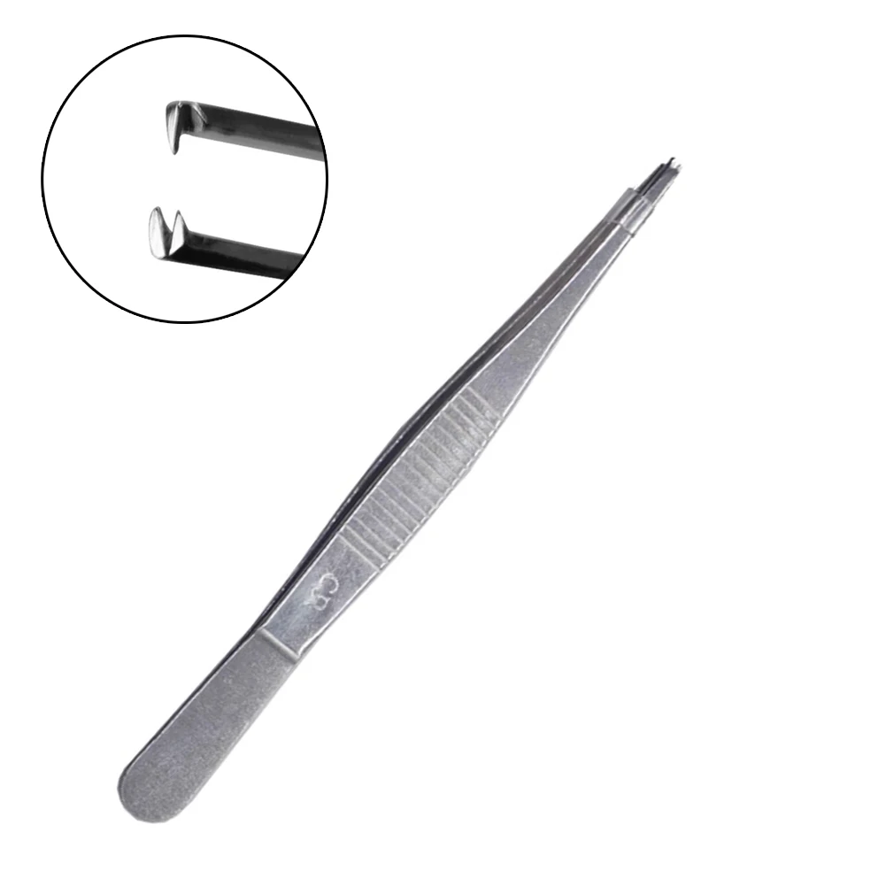 140mm Silver Stainless Steel Toothed Tweezers With Hook For Suturing Manipulate Needles Hold Sutures Tissue Hand Tool Tweezers
140mm Silver Stainless Steel Toothed Tweezers With Hook For Suturing Manipulate Needles Hold Sutures Tissue Hand Tool Tweezers
