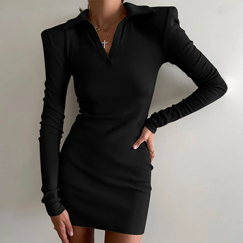2022 Women Elegant Turndown Collar Solid Long Sleeve Shoulder Pads Sexy Bodycon Dress Fall Birthday Party Y2K Outfit
2022 Women Elegant Turndown Collar Solid Long Sleeve Shoulder Pads Sexy Bodycon Dress Fall Birthday Party Y2K Outfit