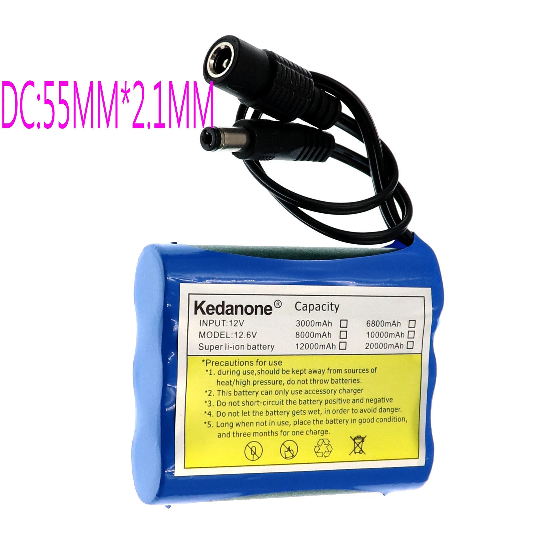 

High capacity 12V 3000mAh 18650 Li-ion rechargeable battery for CCTV camera 3A batteries + 12.6V EU US charger + free shipping