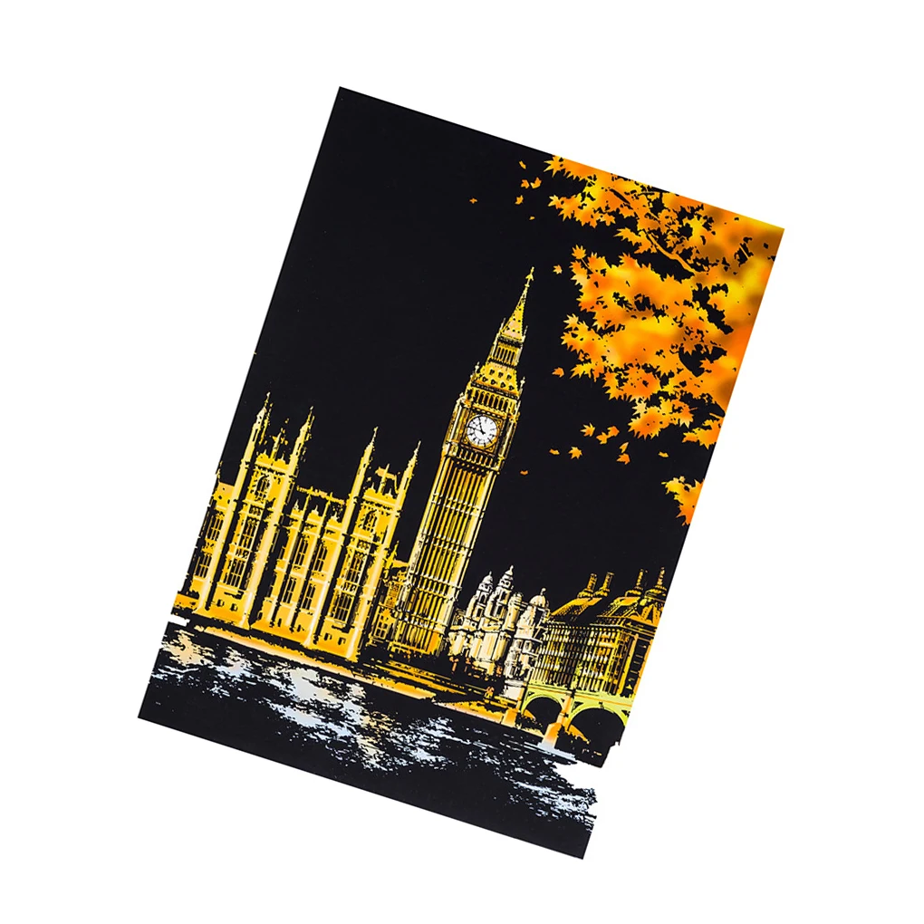 DIY Manual Scraping Painting Colorful Famous City Building Night View Scratch Paper Early Education Drawing Adults Children
DIY Manual Scraping Painting Colorful Famous City Building Night View Scratch Paper Early Education Drawing Adults Children