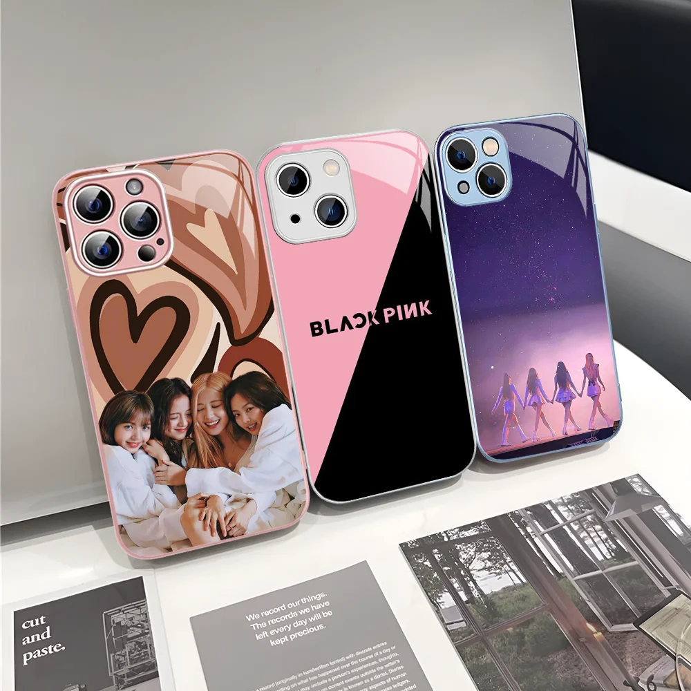 B-Blackpink Phone Case Tempered Glass For Iphone 14 13 12 11 Pro Mini XS MAX 14Plus X XR Cover
