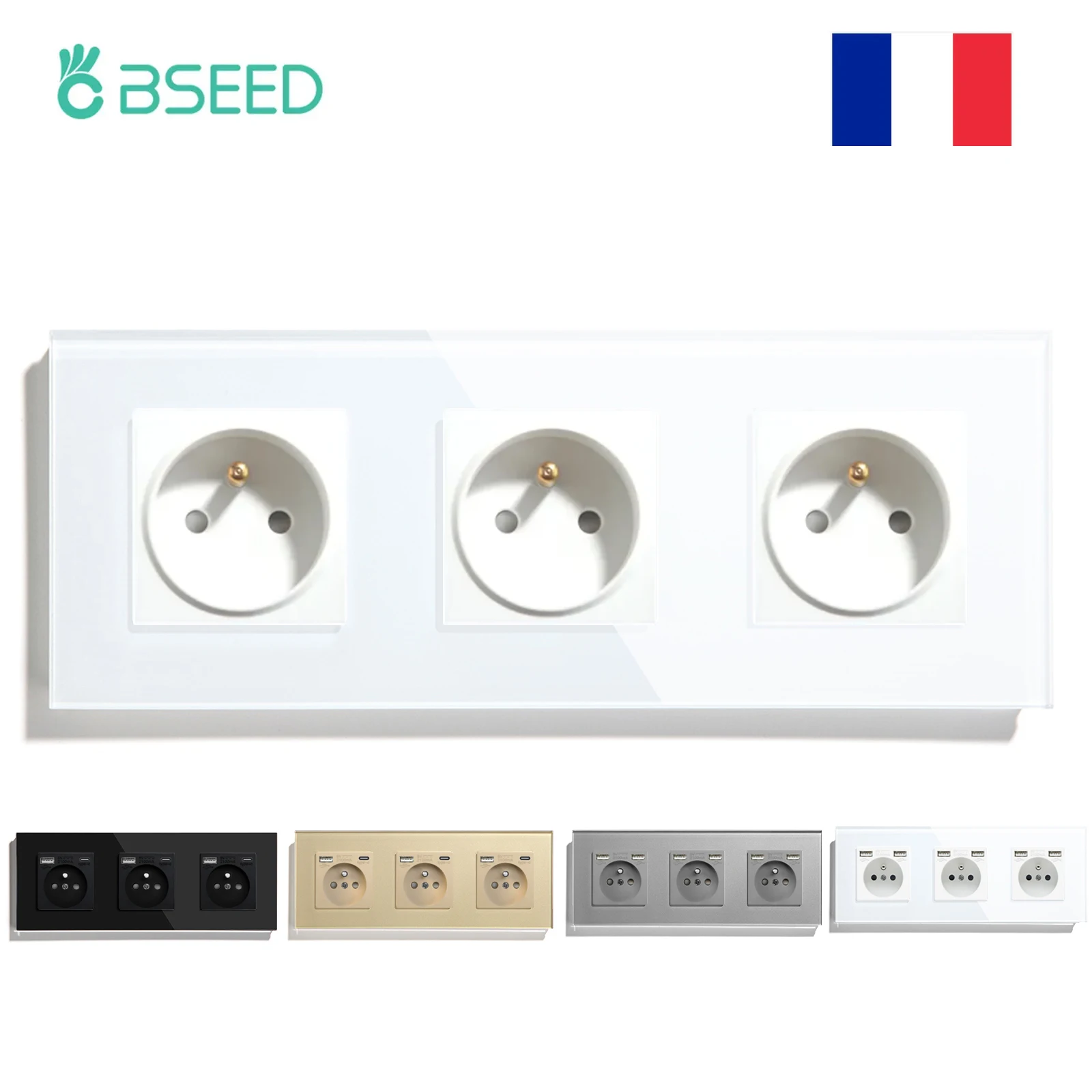 BSEED Triple Frames France Sockets Power Wall Outlet Home Decoration Three Frames Wall Sockets Glass Panel French Outlets
BSEED Triple Frames France Sockets Power Wall Outlet Home Decoration Three Frames Wall Sockets Glass Panel French Outlets