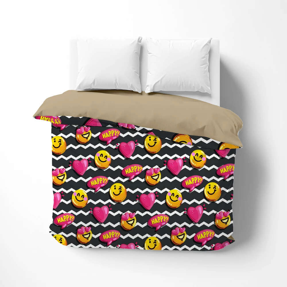 

Cartoon Cute Linens Duvet cover Quilt/Blanket/Comfortable Case Luxury Bedding 140x200 bedrooms for kids baby child black