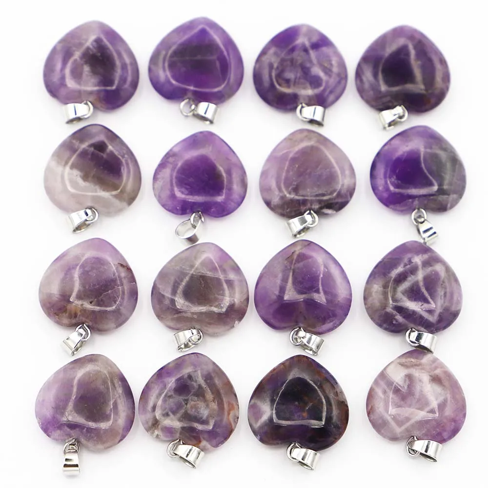 Good Quality Natural Stone Amethyst Love Heart Purple Crystal Pendant Necklace Charms Jewelry Making Accessories Wholesale 20Pcs
Good Quality Natural Stone Amethyst Love Heart Purple Crystal Pendant Necklace Charms Jewelry Making Accessories Wholesale 20Pcs