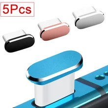 5Pcs Luxury Metal Dust Plug USB Type C Mobile Phone Charging Port Dustplugs For Xiaomi POCO Redmi Samsung Huawei Dustproof Cover