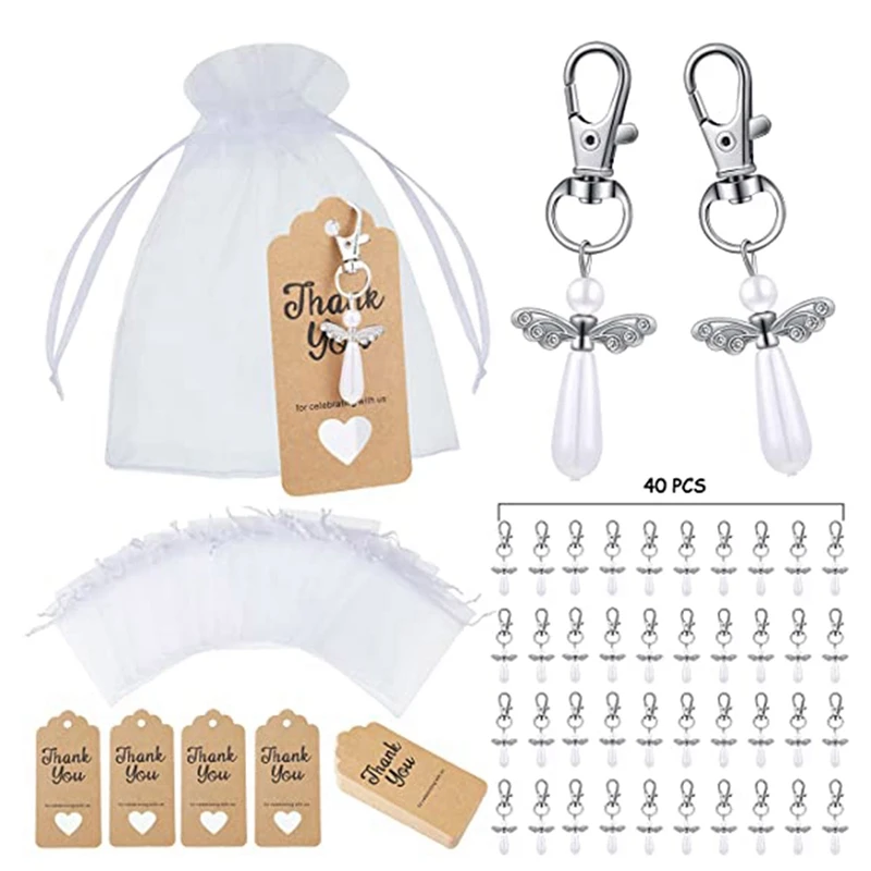 120 Pieces Angel Design Keychain Favors Set, Metal Angel Pendant Keychain Key Ring, Thank You Kraft Tags, Organza Bags
120 Pieces Angel Design Keychain Favors Set, Metal Angel Pendant Keychain Key Ring, Thank You Kraft Tags, Organza Bags