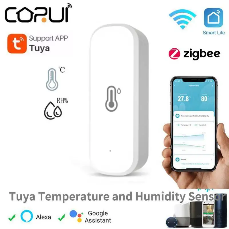 CORUI Tuya Smart ZigBee / WIFI Temperature And Humidity Sensor Indoor Hygrometer Supports Smart Life APP And Alexa Google Home
CORUI Tuya Smart ZigBee / WIFI Temperature And Humidity Sensor Indoor Hygrometer Supports Smart Life APP And Alexa Google Home