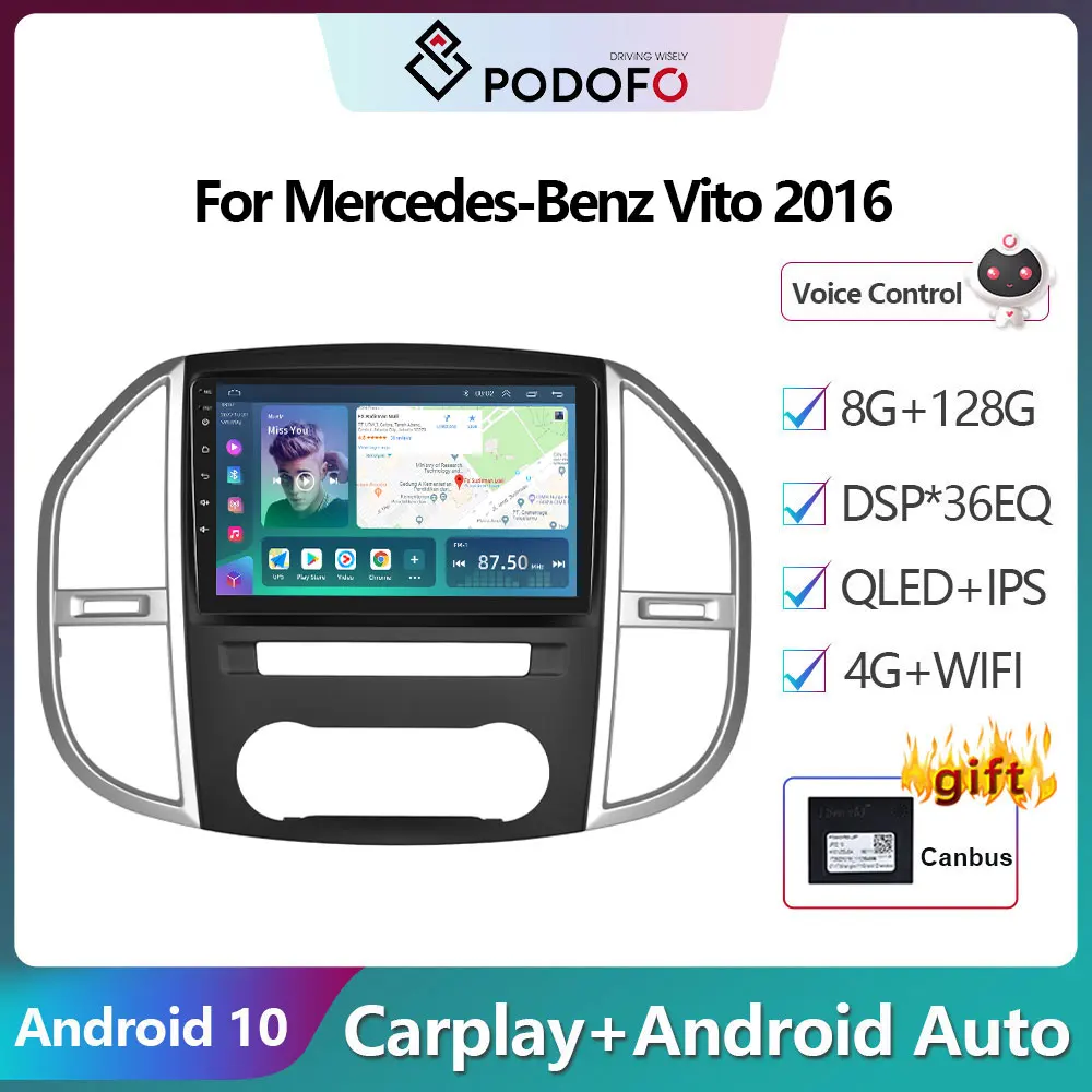 Podofo Android 10 DSP Car Radio Multimidia Video Player Navigation GPS For Mercedes-Benz Vito 2016 2din 4G WIFI Carplay Stereo
Podofo Android 10 DSP Car Radio Multimidia Video Player Navigation GPS For Mercedes-Benz Vito 2016 2din 4G WIFI Carplay Stereo