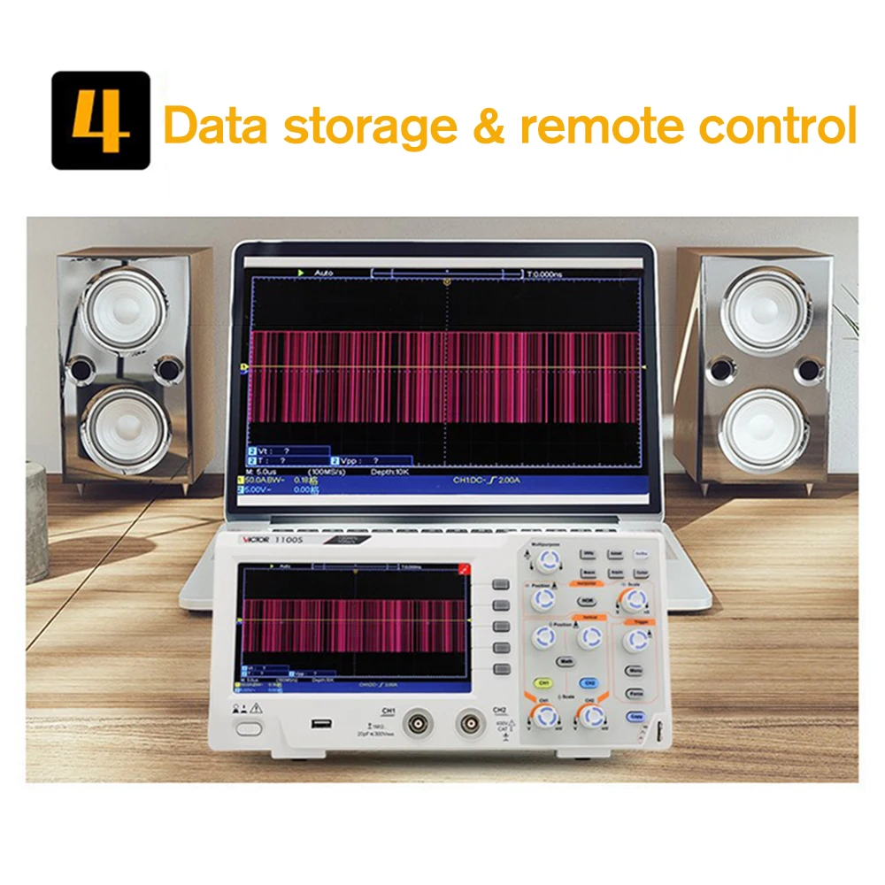 VICTOR VC1100S Digital Storage Dual Channel Oscilloscope 100MHz Desktop Ultrathin Oscilloscope
VICTOR VC1100S Digital Storage Dual Channel Oscilloscope 100MHz Desktop Ultrathin Oscilloscope