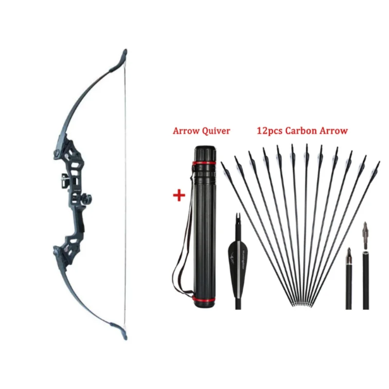 

40/50lbs Recurve Bow Archery Sports Arrows Bow Take Down Straight Bow Mixed Carbon Arrows Quiver Target Shoot Practice Bow