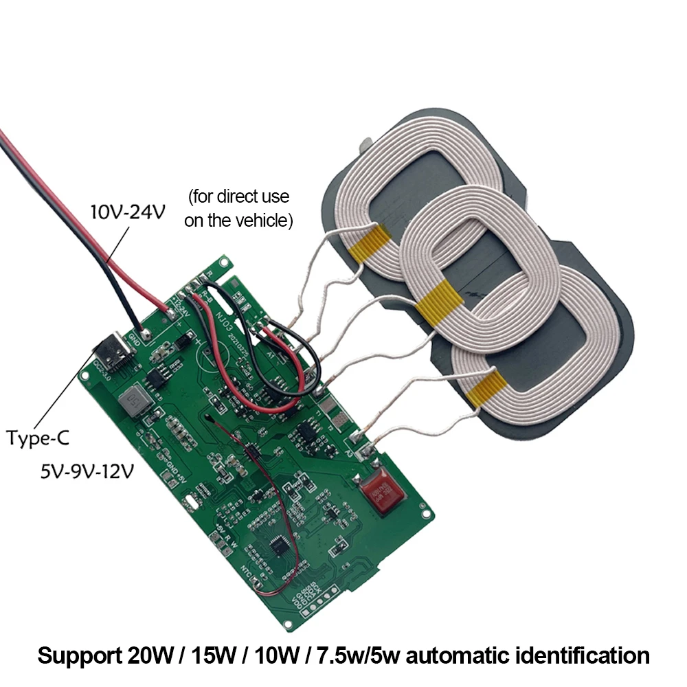 

Беспроводное быстрое зарядное устройство Qi 12 В 24 В, модуль передатчика зарядки, печатная плата 5 Вт/7,5 Вт/10 Вт/15 Вт/18 Вт/20 Вт, катушечный приемн...