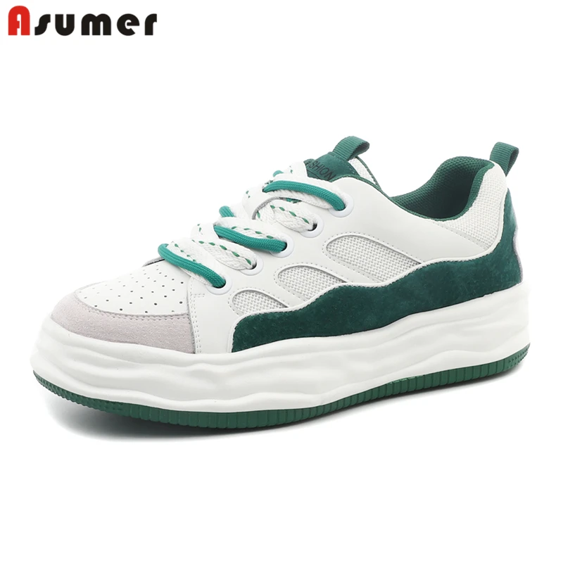 ASUMER New Fashion Genuine Leather Women Sneakers Lace Up Platform Small White Shoes Ladies Flats Casual Shoes Female
ASUMER New Fashion Genuine Leather Women Sneakers Lace Up Platform Small White Shoes Ladies Flats Casual Shoes Female