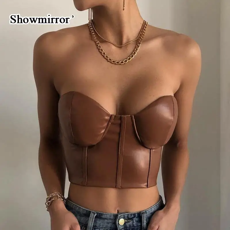 Showmirror Solid Color Sleeveless Leather Material Short Vest Chest Wrap Camisole For Sexy Women Streetwear Nightclubs AS
Showmirror Solid Color Sleeveless Leather Material Short Vest Chest Wrap Camisole For Sexy Women Streetwear Nightclubs AS