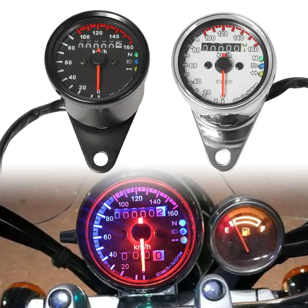 Cafe Racer Universal Chrome/ Black Motorcycle Speedometer Odometer Gauge 0-160 km/h Instrument with LED Indicator For Harley
Cafe Racer Universal Chrome/ Black Motorcycle Speedometer Odometer Gauge 0-160 km/h Instrument with LED Indicator For Harley