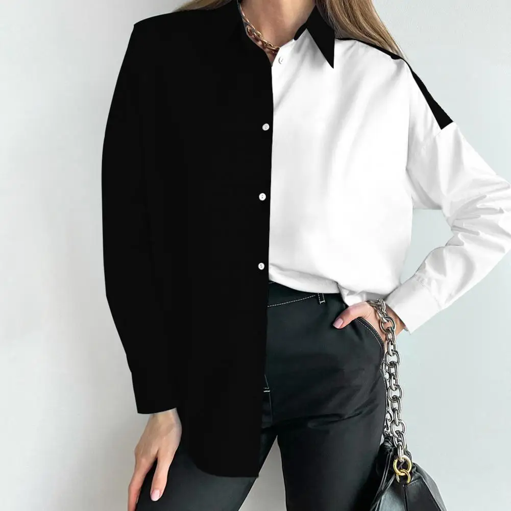 Anti-fade Charming Fashion Color Block Loose Shirt Blouse Single Breasted Cardigan Shirt Button Cuffs Workwear
Anti-fade Charming Fashion Color Block Loose Shirt Blouse Single Breasted Cardigan Shirt Button Cuffs Workwear