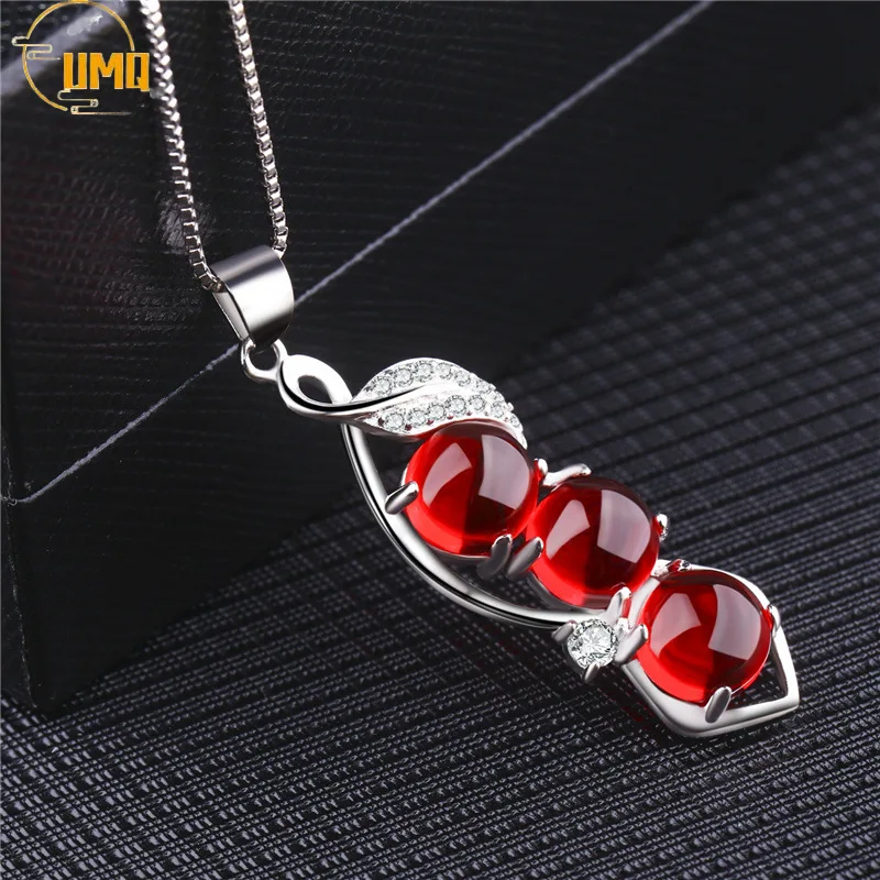 High Quality 925 Sterling Silver Necklace Red/green Agate Lucky Beans Pendant with Chain Women's Jewelry Natural Stone Cute Gift
High Quality 925 Sterling Silver Necklace Red/green Agate Lucky Beans Pendant with Chain Women's Jewelry Natural Stone Cute Gift